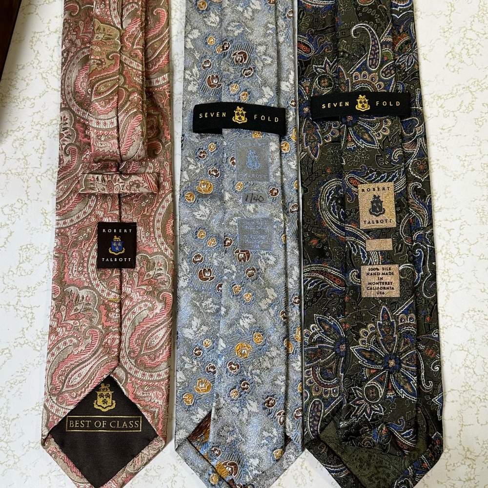 Robert Talbott Seven Fold Ties (2) and Best of Class (1) - Pink, Blue, Black - Picture 3 of 11